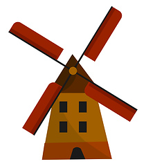Image showing A tall working windmill vector or color illustration