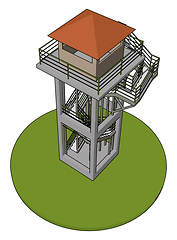 Image showing 3D vector illustration on white background  of a watch tower
