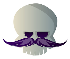 Image showing Cartoon skull with purple mustache vector illustartion on white 