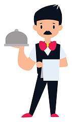 Image showing Male waiter character vector illustration on a white background