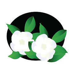 Image showing Vector illustration of white gardenia  flowers with green leafs 