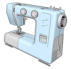 Image showing Simple vector illustration of a light blue sewing machine white 