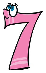 Image showing Emoji of happy number-7 in pink color vector or color illustrati