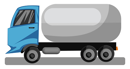 Image showing Blue truck with grey tanker vector illustration on white backgro