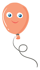 Image showing A peach colored balloon with big round eyes and closed smile tur
