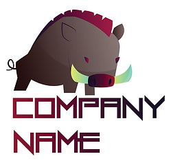 Image showing Simple vector logo design of a wild boar with blank purple text 