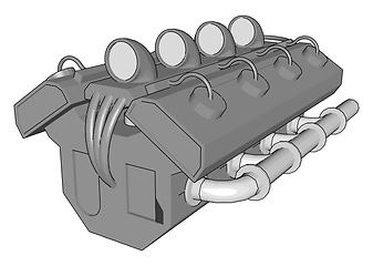 Image showing Vector illustration of abstract grey car engine on white backgro