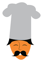 Image showing Clipart of the face of a happy chef with his long mustache vecto