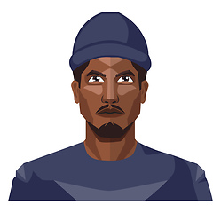 Image showing African guy wearing blue hat illustration vector on white backgr