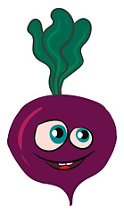 Image showing Vector illustration of a smiling purple beet with green leaves w