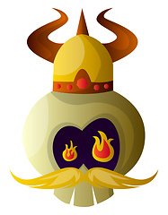 Image showing Cartoon skull with viking hat vector illustartion on white backg