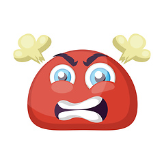 Image showing Furious red round emoji face vector illustration on a white back