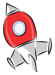 Image showing Clipart of a red-colored rocket over white background vector or 