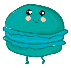 Image showing Turquoise smiling macaroon vector illustration on white backgrou