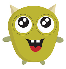 Image showing A green baby monster, vector color illustration.