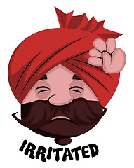 Image showing Man with turban is feeling irritated, illustration, vector on wh