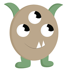 Image showing Baby monster with 3 eyes illustration color vector on white back