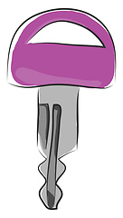 Image showing Key with pink handle, vector color illustration.