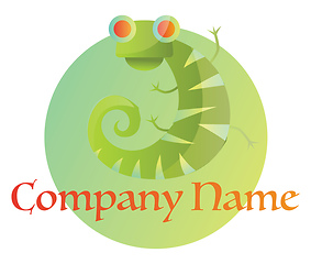 Image showing Green chameleon on green circle logo vector illustration on a wh