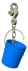 Image showing Blue plastic bucket on a big grey hook vector illustration onn w