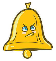 Image showing Painting of an angry golden bell vector or color illustration
