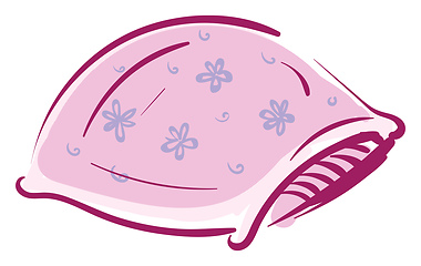 Image showing Pink pillow with violet flowers vector illustration on white bac