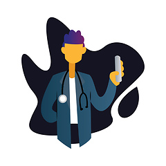 Image showing Minimalistic vector occupation illustration of a doctor in blue 