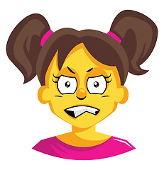 Image showing Angry girl with pigtails illustration vector on white background