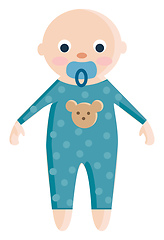 Image showing A baby in a blue jumpsuit vector or color illustration