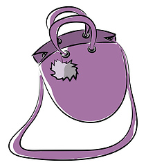 Image showing Painting of a purple sling bag with round handle vector color dr