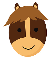 Image showing Cartoon smiling face of a brown horse vector or color illustrati