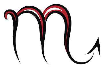 Image showing Simple black and red tattoo sketch of horoscope sign scorpiovect