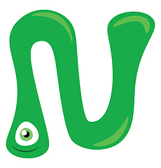 Image showing Alphabet N in snake shape vector or color illustration