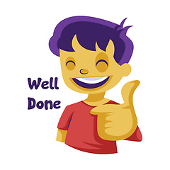 Image showing Boy with purple hair showing thumbs up vector illustration on a 