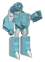 Image showing Vector illustration of a grey and blue robot white background