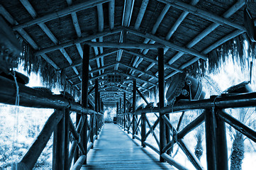 Image showing Corridor of wooden bridge