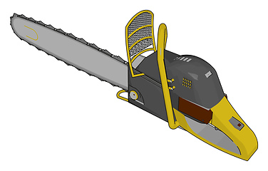 Image showing 3D vector illustration of a grey and yellow chain saw white back