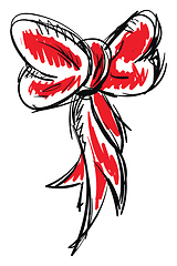 Image showing Simple black and red sketch of  a bow  vector illustration on wh