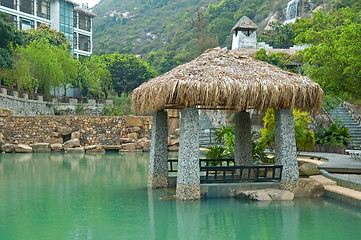 Image showing Pavilion with thatch roof