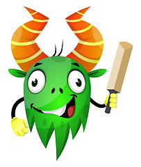 Image showing Monster with small sword, illustration, vector on white backgrou