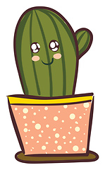 Image showing Beautiful stripe printed cactus plant in a pink pot vector color