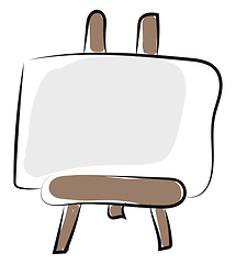 Image showing Clipart of a flat and big white photo frame mounted on a wooden 