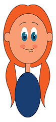Image showing Cartoon cute little girl vector or color illustration