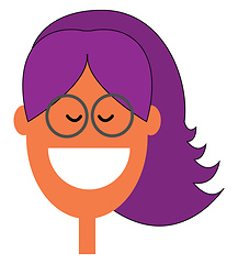 Image showing A laughing skinny girl with purple-colored lilac hairstyle vecto