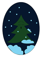 Image showing The portrait of a sleeping tree at night over dark blue backgrou