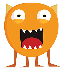Image showing Yellow monster with open mouth showing teeth print vector on whi