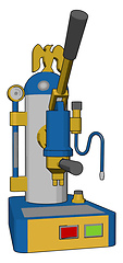 Image showing 3D vector illustration of a blue and yellow coffee maker white b