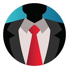 Image showing Round vector illustraton of an avatar in suit with red tie on wh