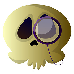 Image showing Cartoon skull with glasses vector illustartion on white backgrou