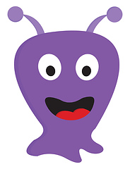 Image showing Happy purple blob monster vector illustration on white backgroun